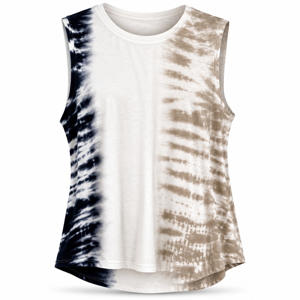 Sage Collective Tie Dye Muscle Tank Womens Size S Tan Black White Good Condition